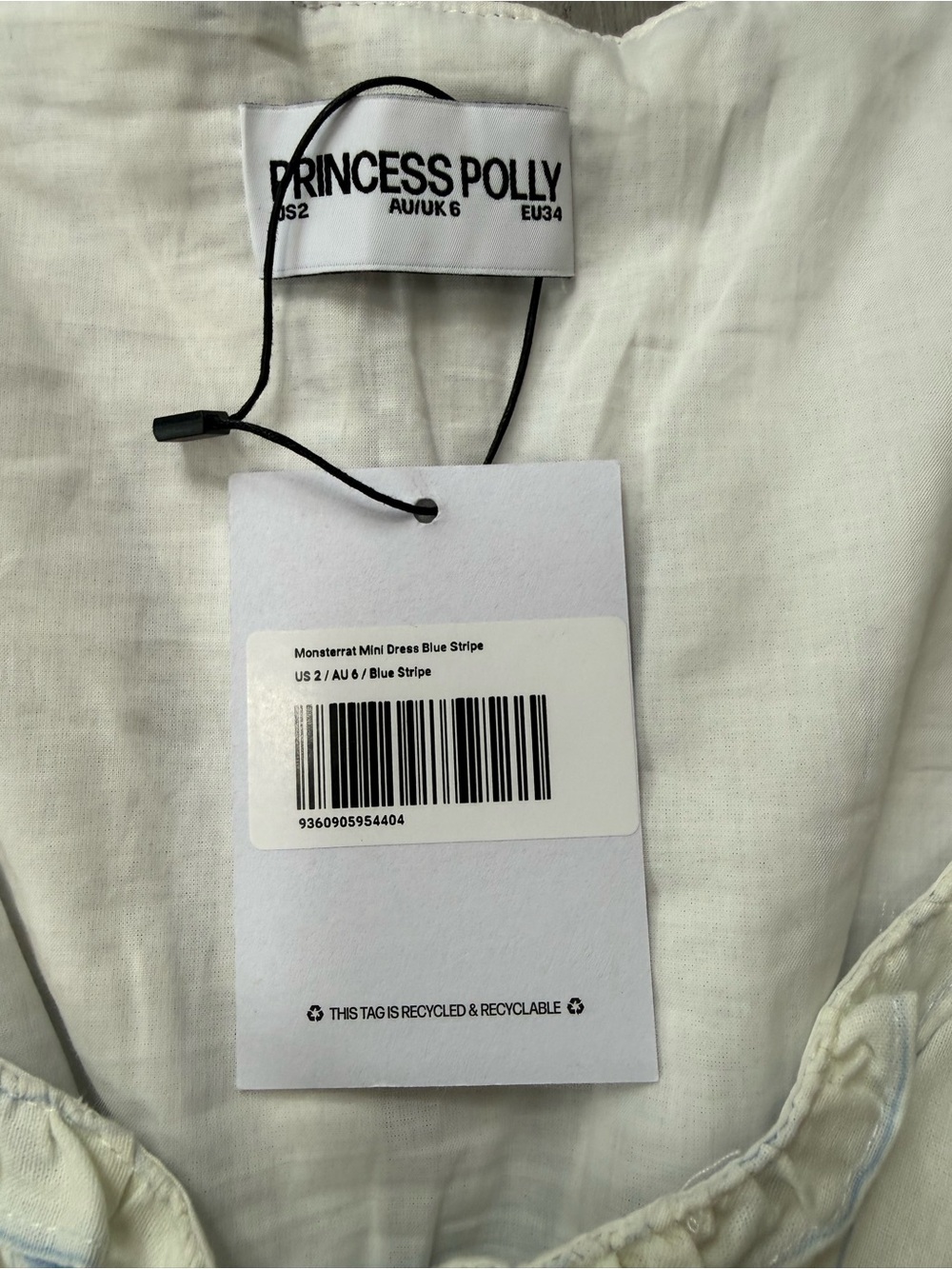 Princess Polly Monterrat Blue Stripe Cotton Mini Dress NWT US 2 Cottagecore - Picture 6 of 13